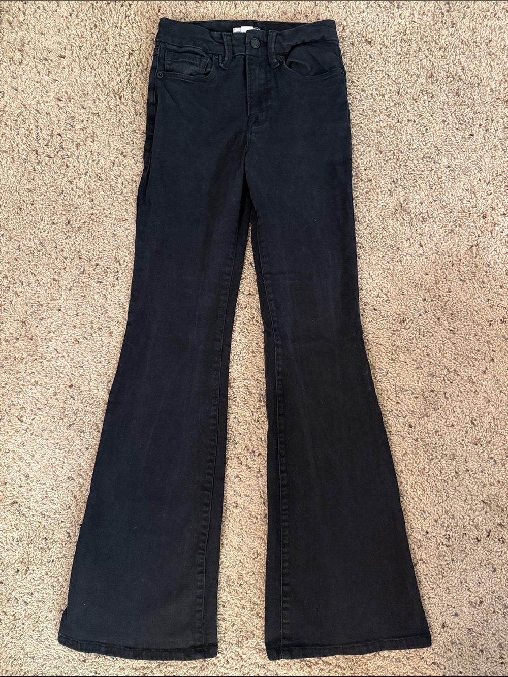 Good American Black Flare Wide-Leg Jeans